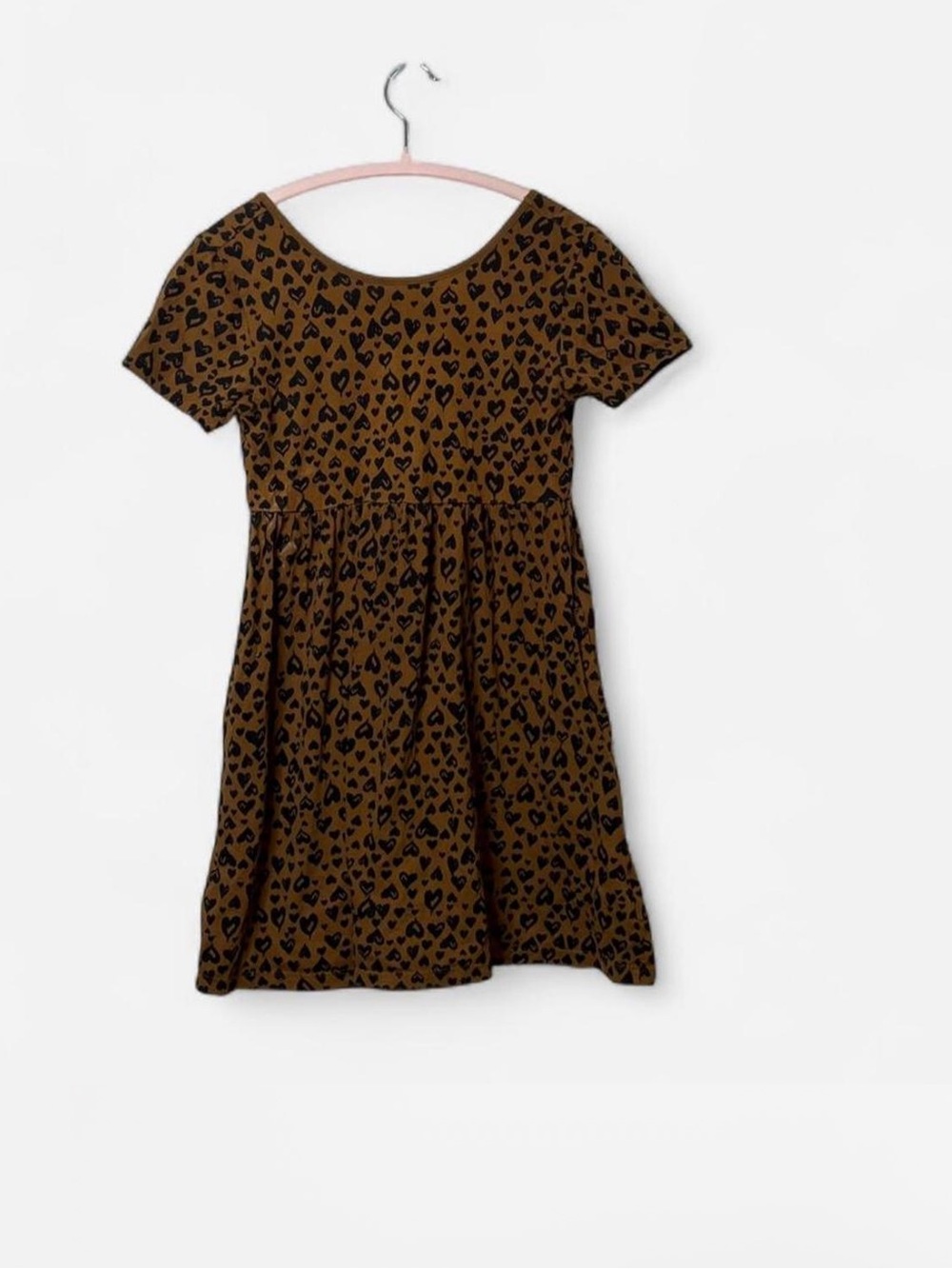 Old Navy Brown Dress with Black Heart Print